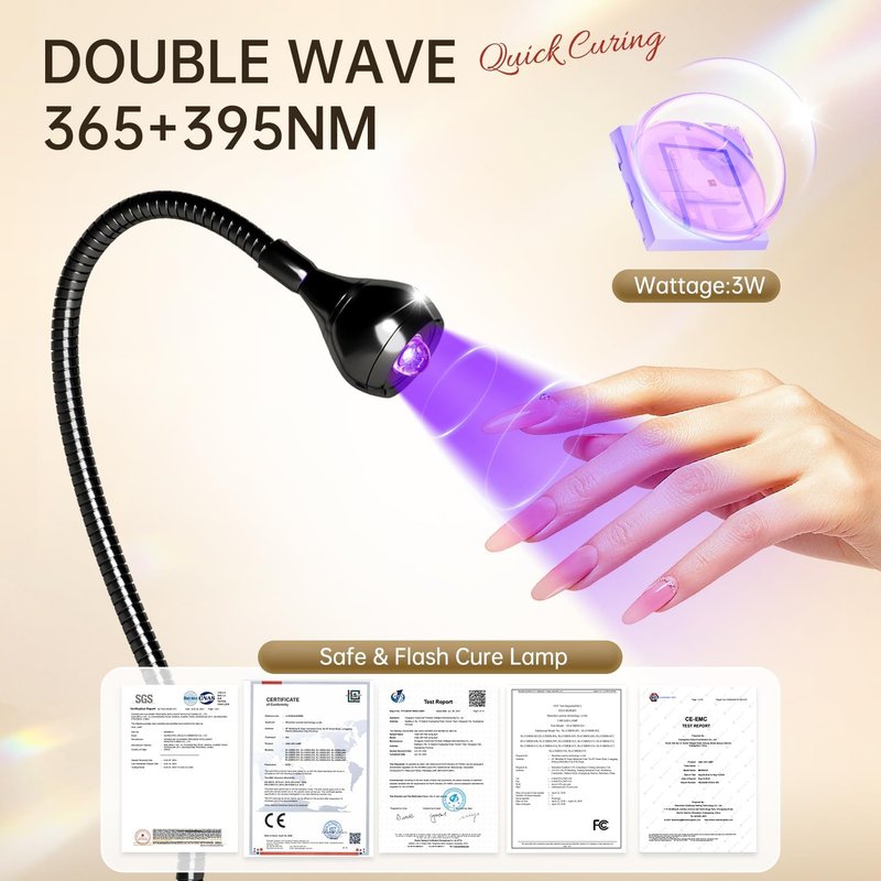 AORAEM LED Nail Lamp - Adjustable Gooseneck Manicure Light for Gel Nail Curing | Black