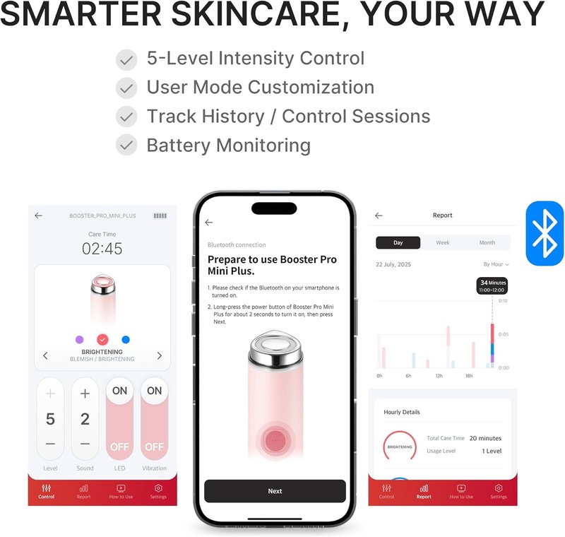 Medicube Mini Booster Pro Plus Cleansing Device Set - 2-in-1 Facial Cleansing & Skincare | Portable Pink Device with 3 Modes for Pore & Sebum Care