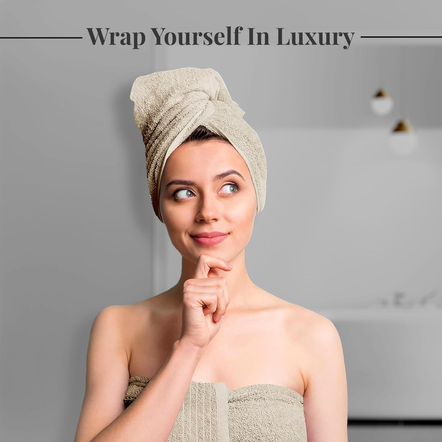 Tens Towels Pack of 8 Towels Set, 2 Extra Large Bath, 2 Hand, 4 Washcloths, 100% Cotton, Lighter Weight, Quicker to Dry, Super Absorbent, Perfect for Bathroom, Beige