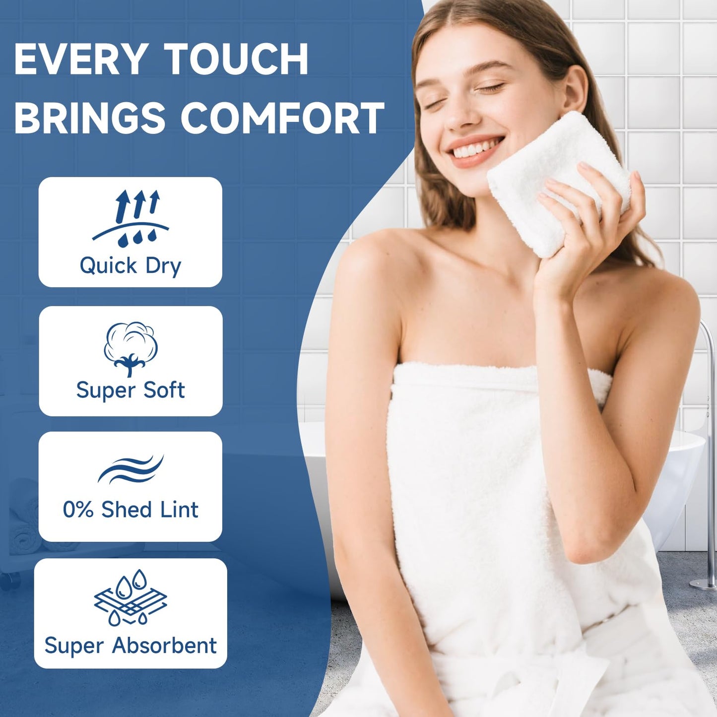 TEAWOO Coral Velvet White Washcloths 12 Pack, Highly Absorbent and Soft White Face Towels, Multi-Purpose Washcloths and Hand Towels for Bathroom, Hotel, Spa and Gym, 12 x 12 inches