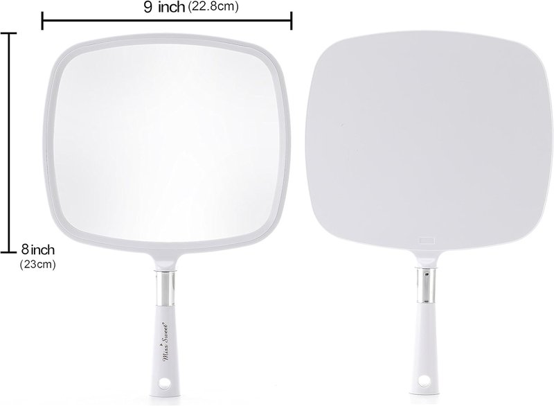Handheld Makeup Mirror - 9-Inch White Vanity Mirror for Easy Touch-Ups