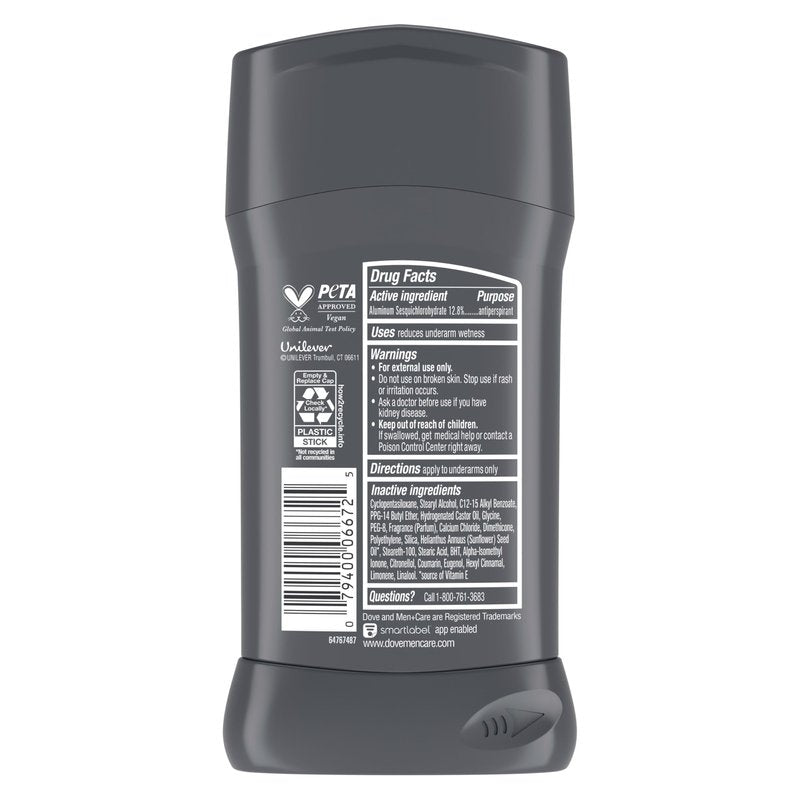 Dove Men+Care Men's Antiperspirant Deodorant Stick Extra Fresh With 72-hour Sweat & Odor Protection with 1/4 Moisturizing Cream & Long-lasting Citrus Scent 2.6 oz