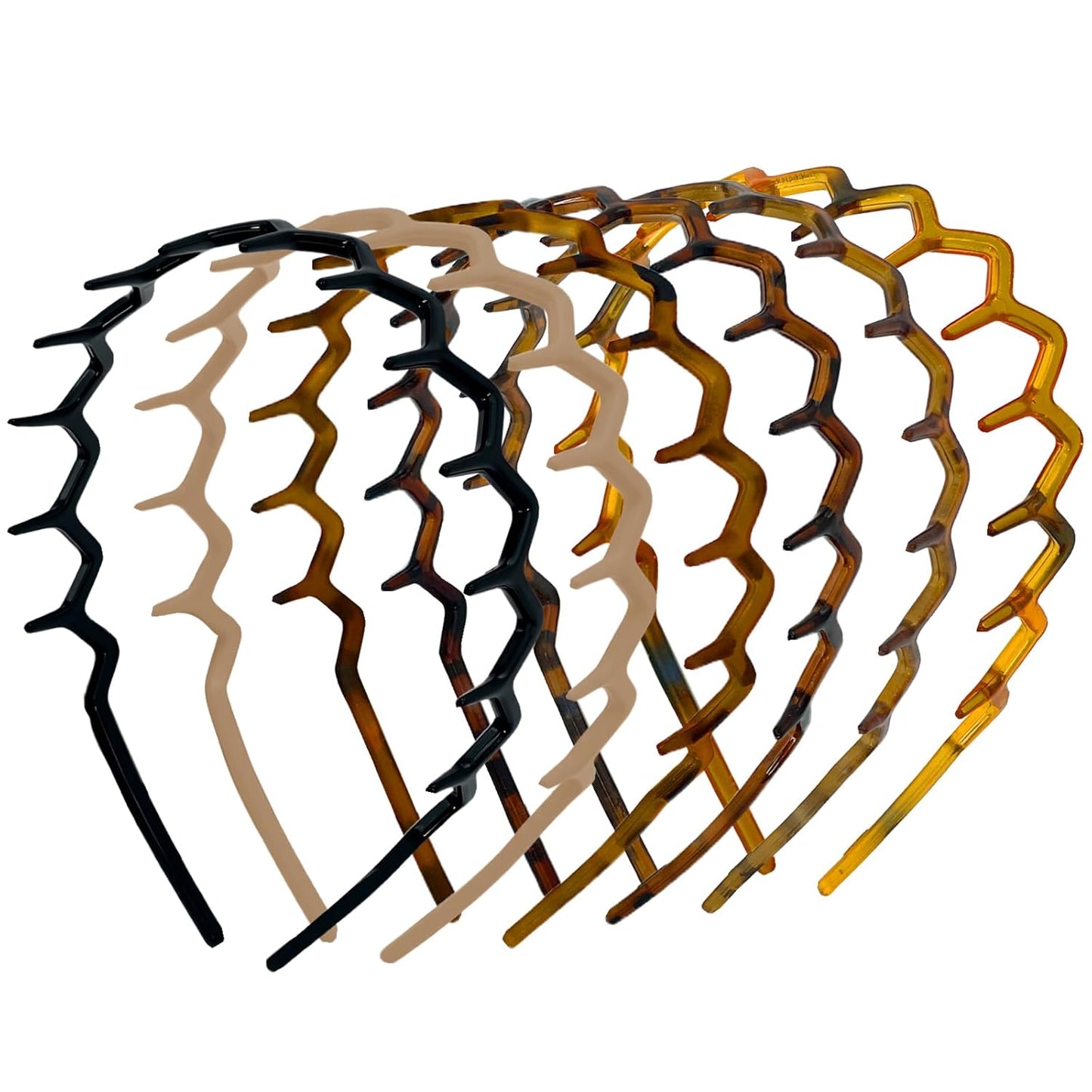 Zig Zag Headbands for Women - Non-Slip Hair Bands | 6 Pack, Retro Style, Perfect for Daily Wear and Sports