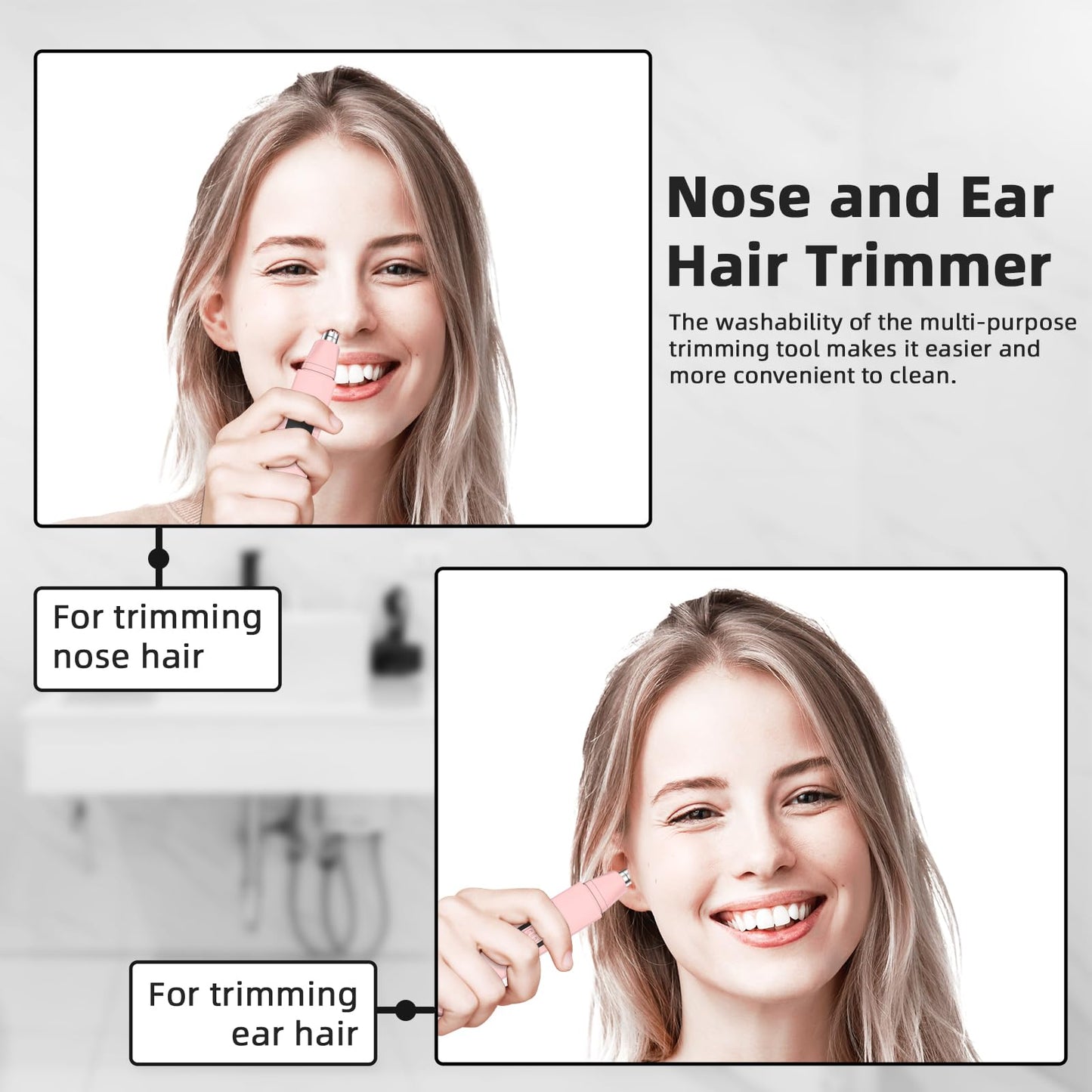 VOTEYO Nose Hair Trimmer Rechargeable Cordless Painless Ear Eyebrow Trimming Tool Dual Edge Blades Razor Easy Cleansing with LED Light for Man Woman