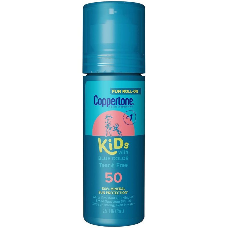 Coppertone Kids Sunscreen Roll-On SPF 50 - Tear-Free Zinc Oxide Protection | 2.5 Fl Oz Tube