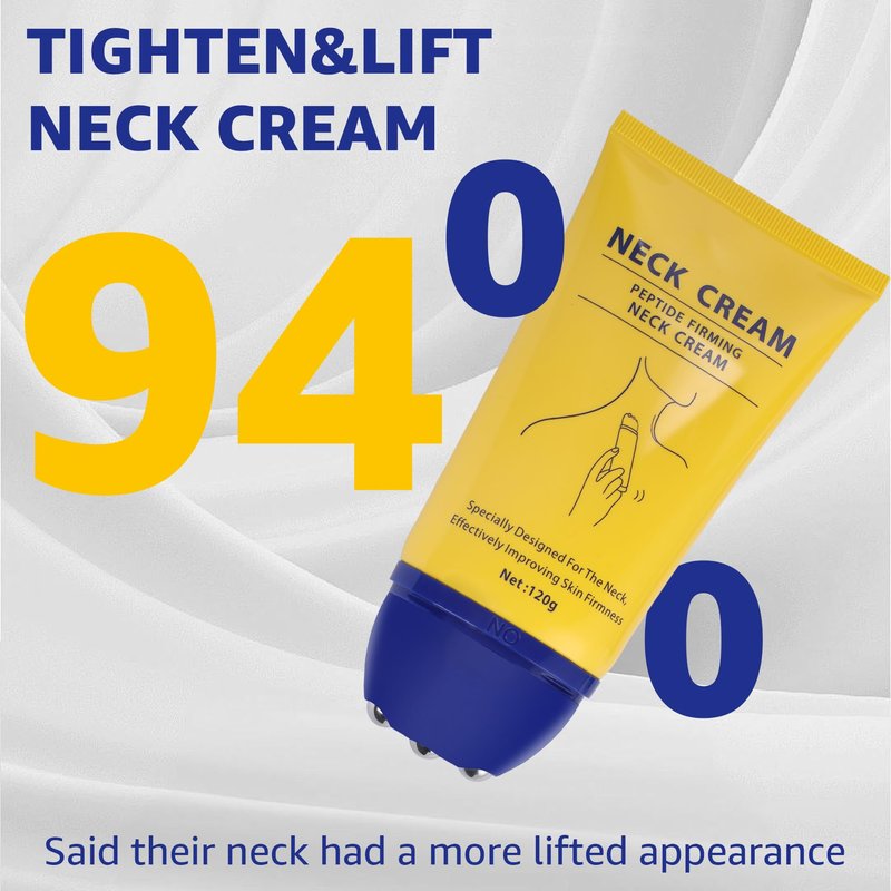 Botanikind Neck Firming Cream with Massage Roller Hydrating & Tightening & Lifting Cream Silky Texture, Wrinkle Neck & Chest Perfecting Cream for Woman (4.23 Fl Oz)
