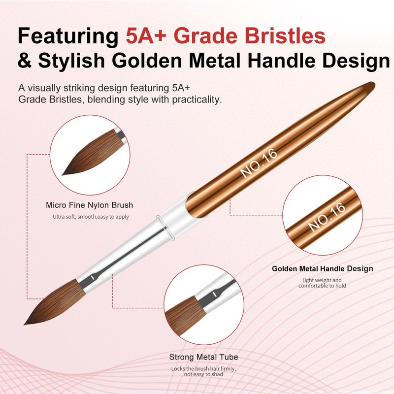 Acrylic Nail Brush Set - 4-Piece Professional Nail Art Brushes for Acrylic Powder & 3D Carving | Sizes 8/10/12/16