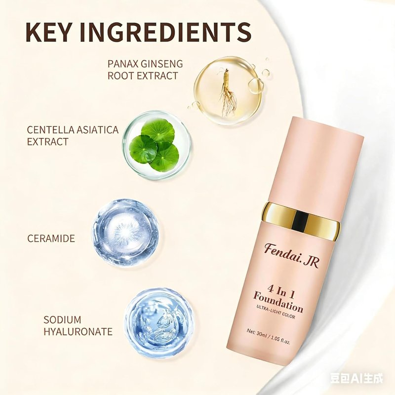 Fendai Foundation Light Spectrum - Hydrating, Anti-Aging, SPF 50 | Lightweight for Gym & Sports