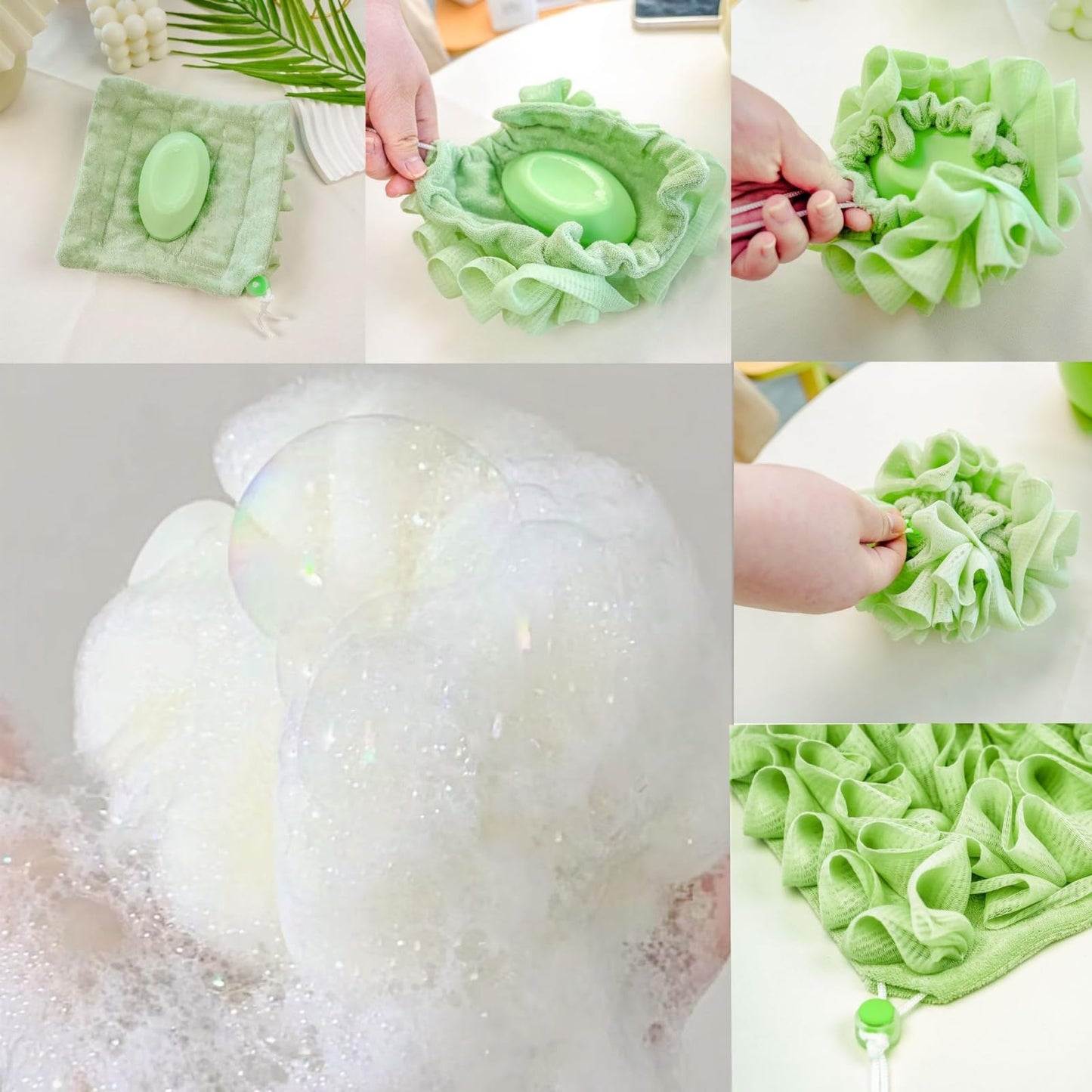 Wash Cloth Loofah Combo, The Soft Loofah and Washcloth, 2 in 1 Bath Loofahs Sponge, Loofahs Exfoliation, for Cleansing and Smooth Skin