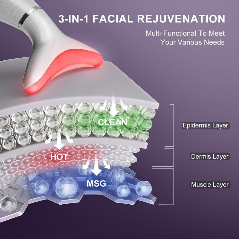 Red Light Therapy Face Massager - Multifunctional Micro-Current & LED Tool for Home Use | Rechargeable & Portable