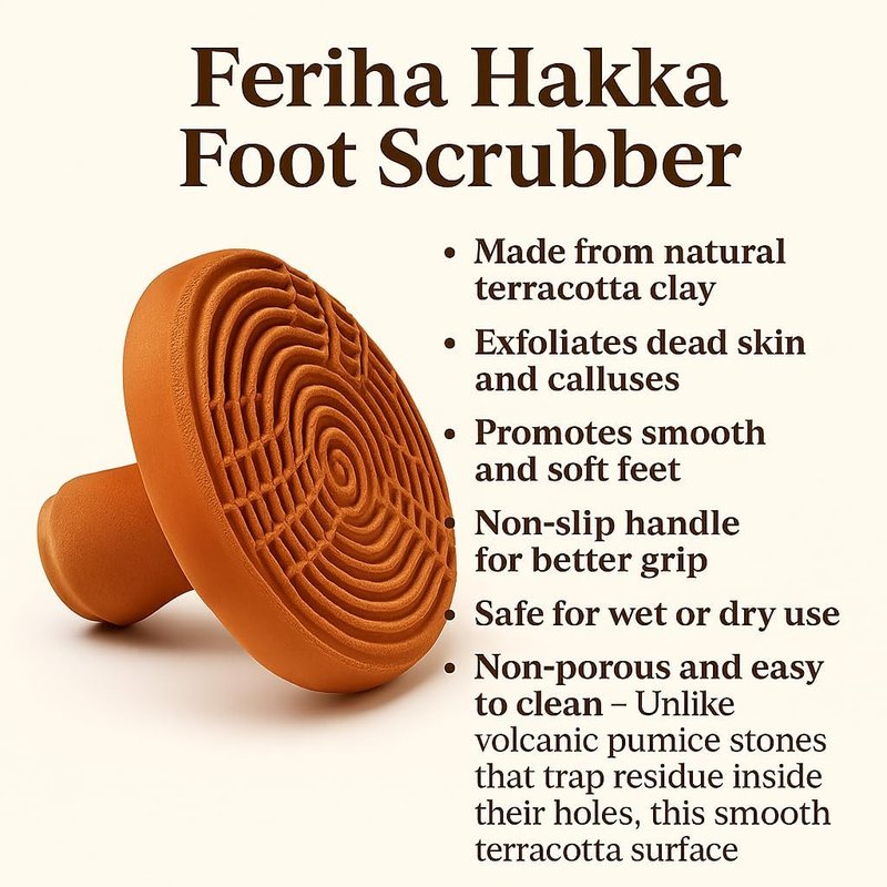 Feriha Natural Moroccan Pumice Stone – Handcrafted Terracotta Foot Scrubber for Exfoliation