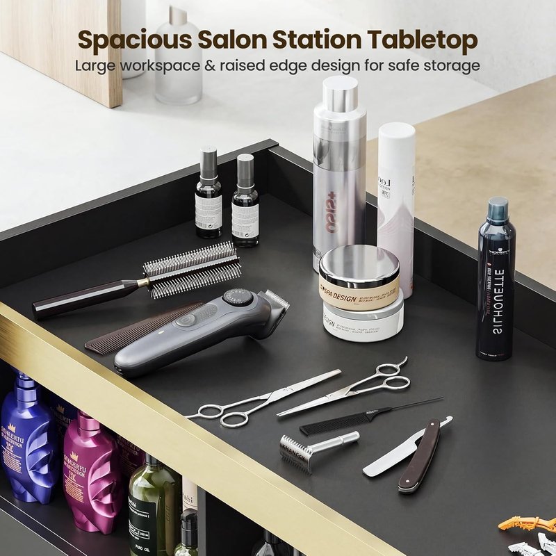 Salon Storage Cabinet - Freestanding Hair Styling Station with 3 Drawers & Hot Tool Holders | Beauty Spa Equipment