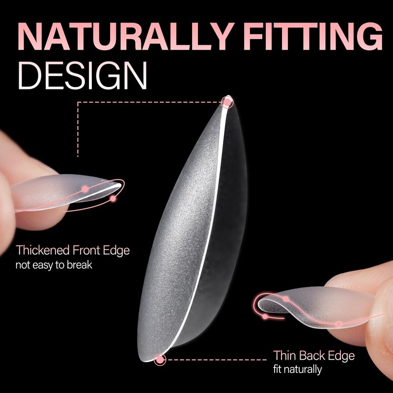 AILLSA Short Almond Nail Tips 450PCS Acrylic Gel Double-sided Matte Clear Pre-Buff Gel Nail Tips No Need Base Coat Press on Nails Tips for Extension 15 Sizes