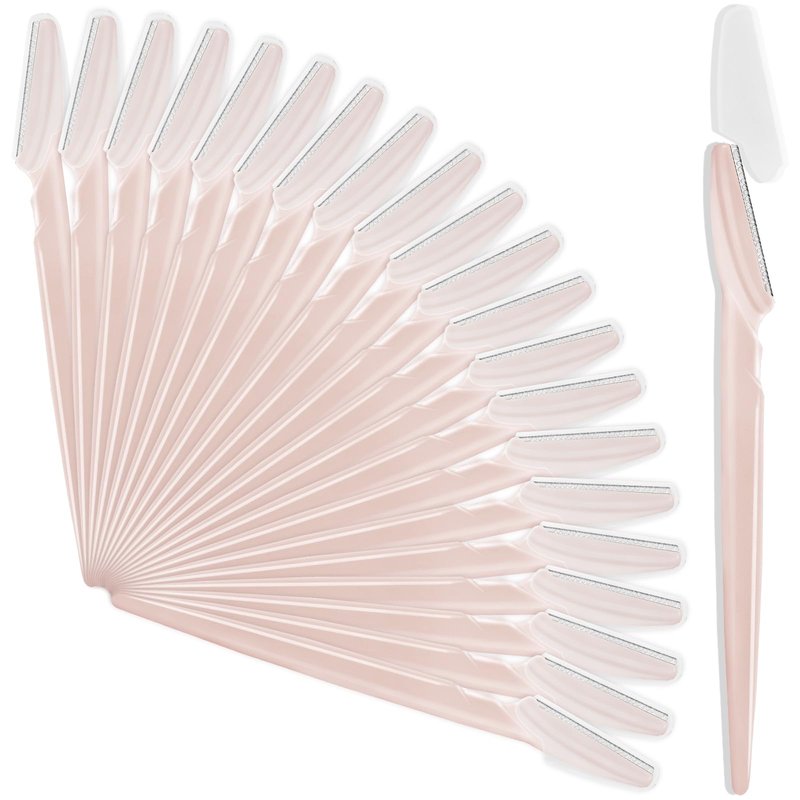 HFATMOS 21 Pcs Eyebrow Razors, Face Razors Multipurpose, Exfoliating Dermaplaning Tools, Eyebrow Trimmers Shaver with Protective Cover, Facial Hair Removal for Women Men Body Use (Light Pink)