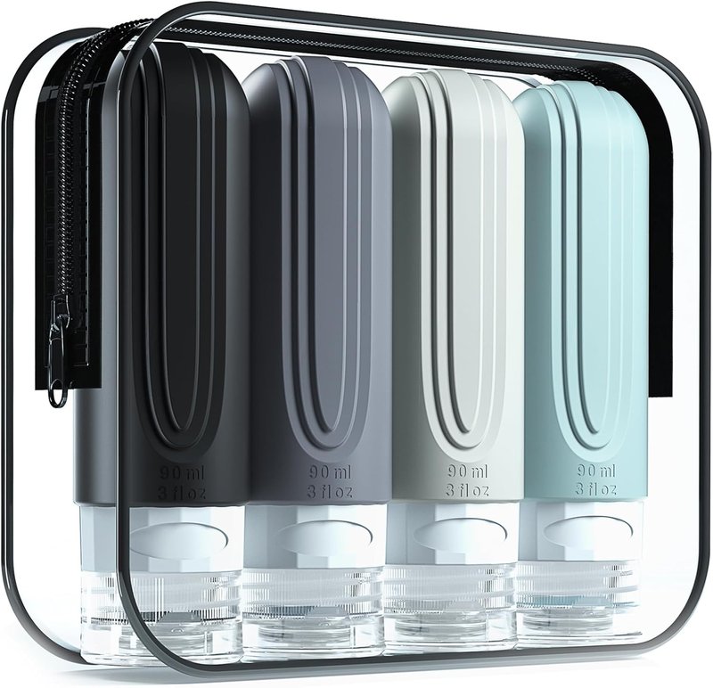 Mrsdry Travel Bottles - TSA Approved 3oz Leak-Proof Silicone Containers for Shampoo & Lotion (4 Pack)