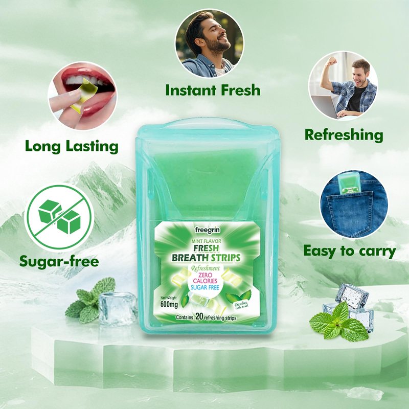 Breath Strips Fresh Mint Flavor,Individual Packs 12×20-Strip Packs,Portable Pocket-Sized Oral Care Mouth Freshener,Sugar Free