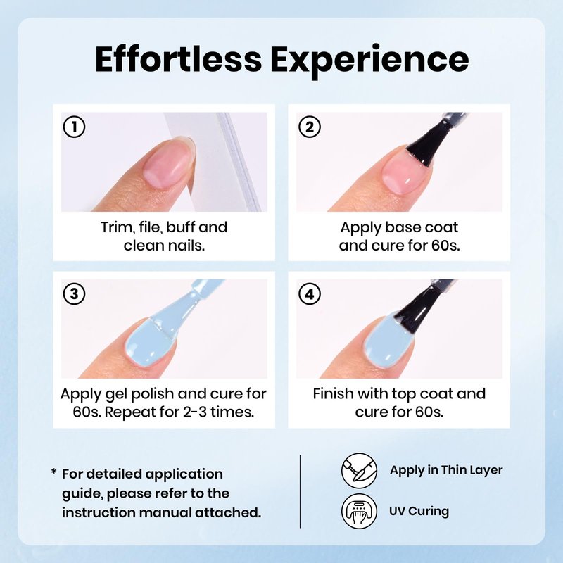 Beetles Blue Gel Polish - 15ML/0.51Fl Oz, Milky Blue Gel Nail Polish, Same Color Bottle, Soak Off UV LED Lamp Summer Nails Art, Long-Lasting Manicure Salon DIY Home Holiday Nails Art