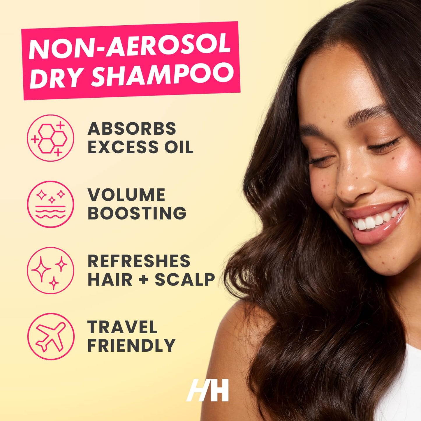Handmade Heroes Drop Dead Gorgeous Non Aerosol Dry Shampoo Powder 1.8oz - 100% Natural & Vegan Volumizing Powder For Dark Brown Hair & Brunette Hair - Travel Size Haircare for Women