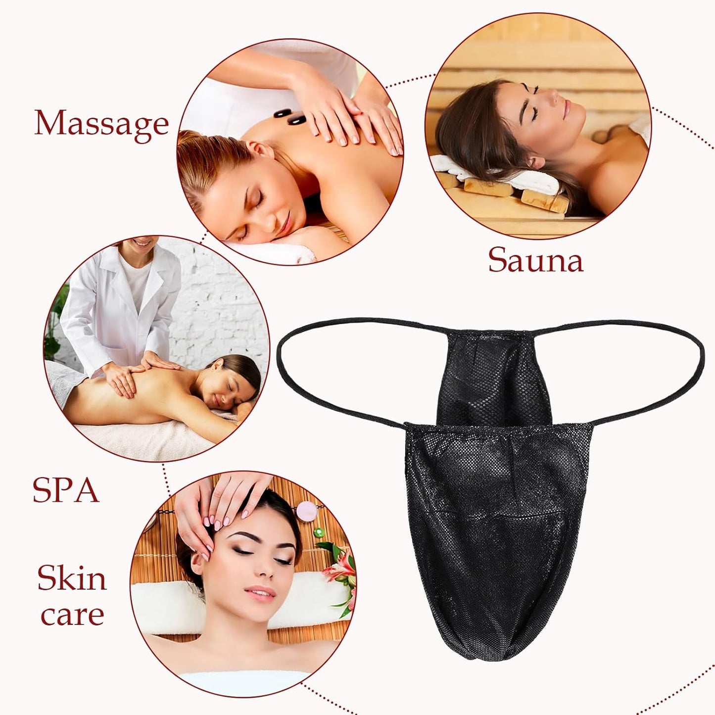 Telooco Disposable Thong Panties - 100 Pcs Non-Woven Fabrics for Spa & Spray Tanning