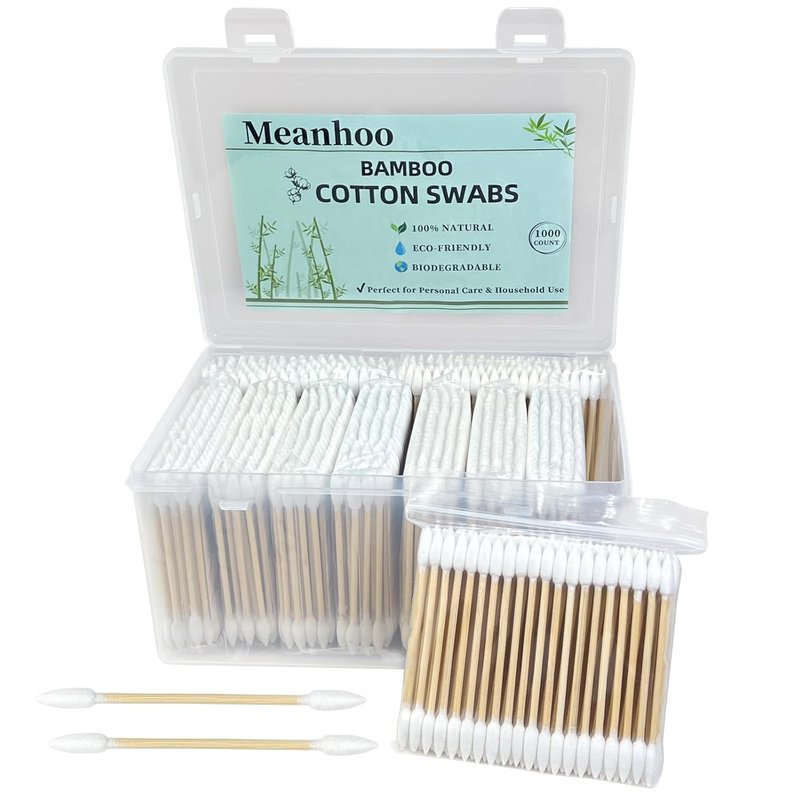 Bamboo Cotton Swabs - 1000 Count Double Pointed Organic Tips | Durable Bamboo Sticks for Nail & Makeup Use