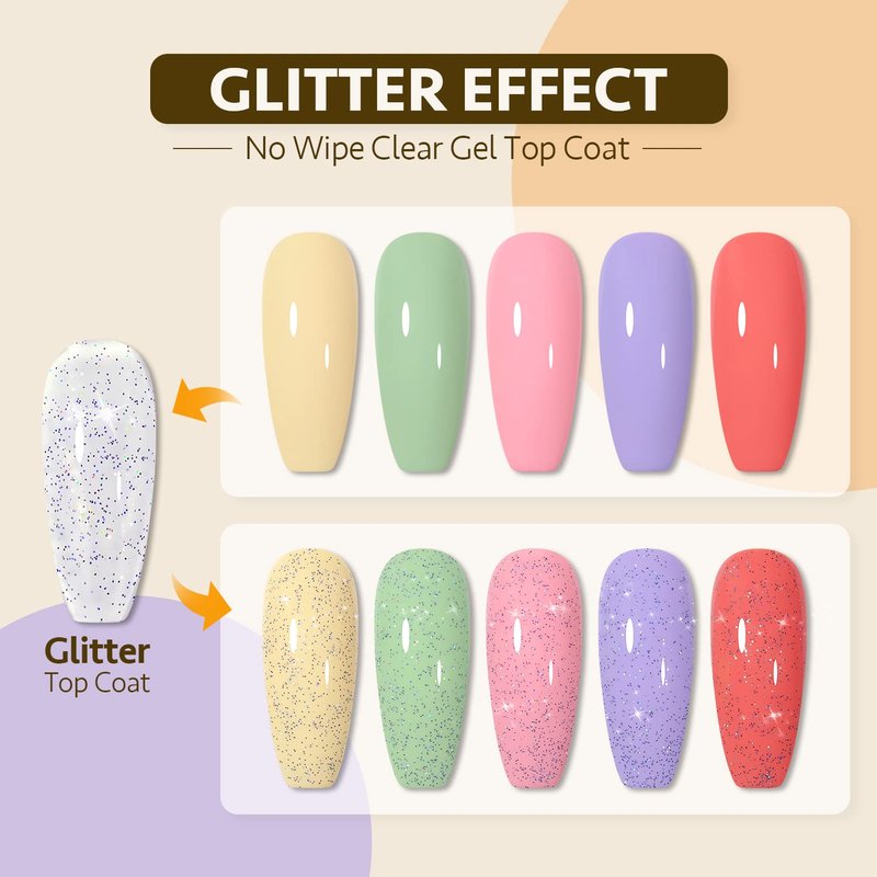 GAOY Glitter Gel Nail Polish - 16ml Silver Iridescent Top Coat for Sparkly Nail Art | No Wipe Soak Off Finish