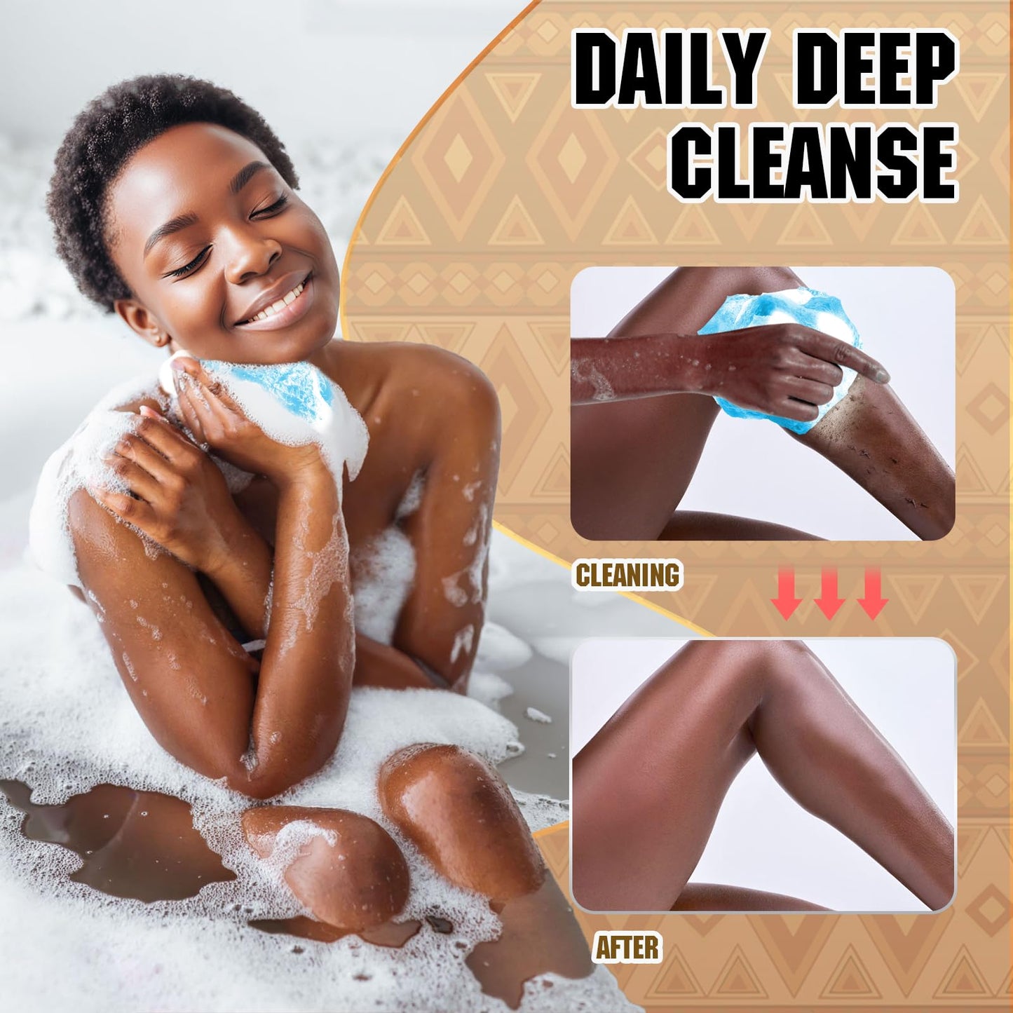 SpiralScgv African Bath Sponge 4 Pieces - Net Exfoliator for Glowing Skin, Long-Lasting Nylon Mesh Scrubber, Gentle Enough for Daily Use (Orange, Blue, White, Purple)