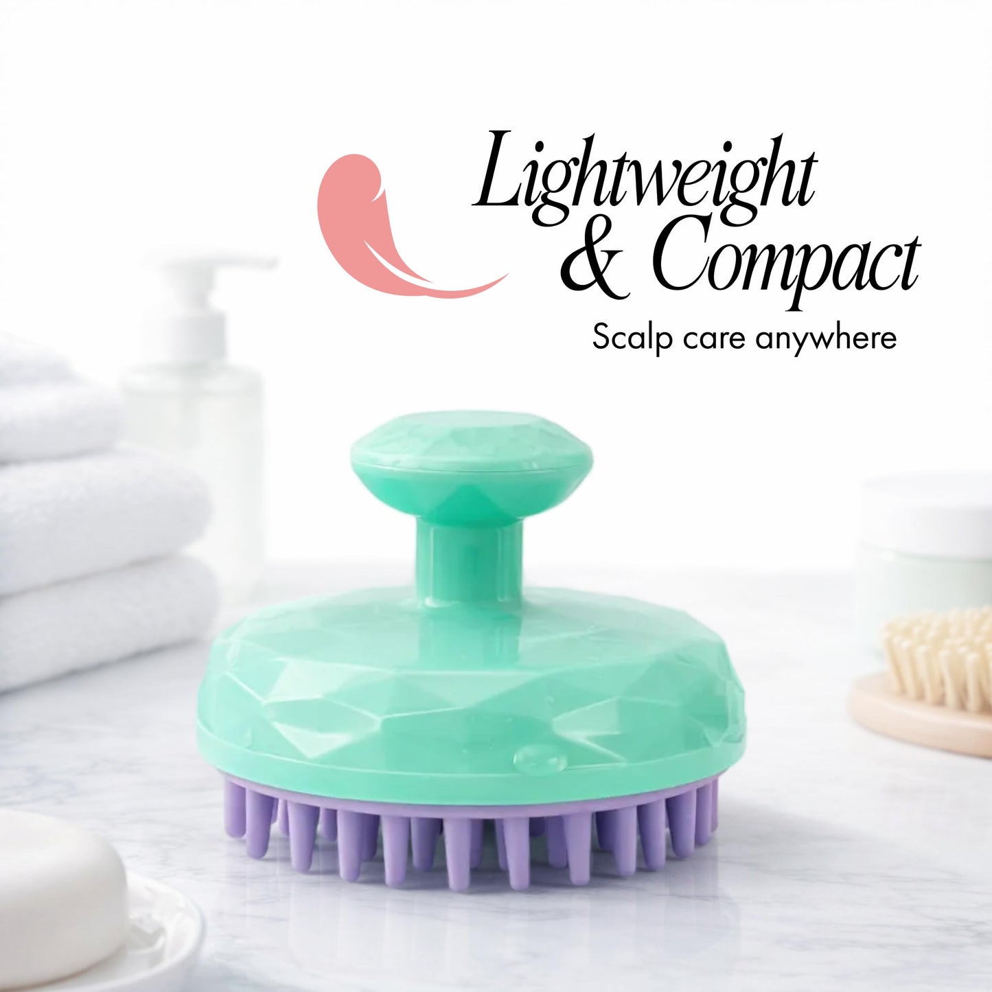 Spa Savvy Scalp Massager, Handheld Head and Temple Scrubber Brush for Massaging