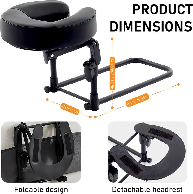 Skiennix Massage Headrest - Adjustable Face Cradle for Bed | Portable Black Pillow for Eye Surgery