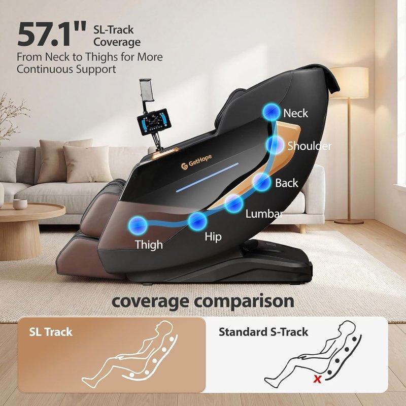 Full Body 4D Zero Gravity Massage Chair - Shiatsu Recliner with Lumbar Heat, 57.1" SL-Track, AI Voice, Bluetooth, 40 Airbags