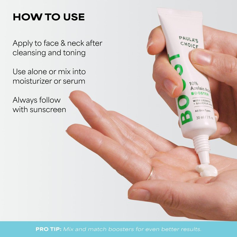 Paula’s Choice BOOST 10% Azelaic Acid Booster Cream Gel, Oil-Free Serum Fades Discoloration & Post-Blemish Marks, with Licorice Extract & Salicylic Acid, Fragrance-Free, 1 Fl Oz