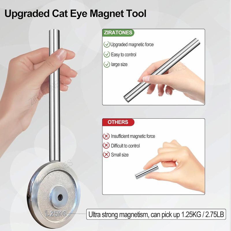 Cat Eye Nail Magnet - 5.9-Inch Double-Head Magnetic Tool for 3D Nail Art | DIY & Salon Use