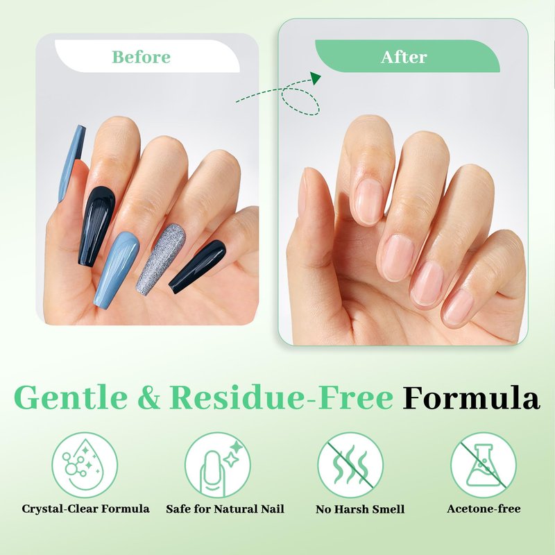 LEYKOSH Nail Glue Remover for Press on Nails, 2025 Upgraded 2 In 1 Stick & Remover Pen Design, Not for Gel Polish Base Coat, Quick Gentle Removal Fake Nail Tips Press Ons, 2pcs*5ml
