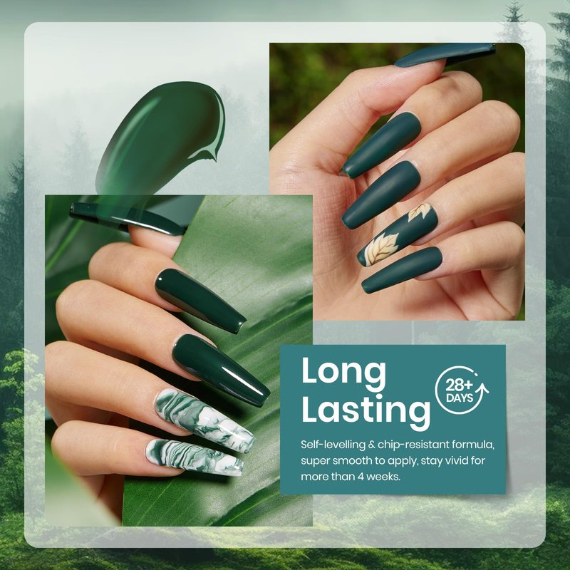 Beetles Green Gel Polish Set - 6 Colors Dark Green Baby Blue Gray Summer Color Gel Nail Polish Misty Soak Off DIY Home Uv Nails Gifts for Women Girls day