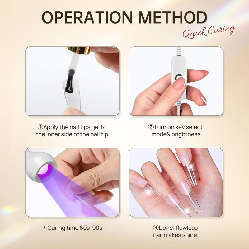 AORAEM LED Nail Lamps 3W Flexible Gooseneck Lamp Quicky Dry Nail Manicure Dryer Gel Polish Curing Light Plug Play Portable Flash Cure Light for Gel Nails Home DIY Professional Nail Tools White