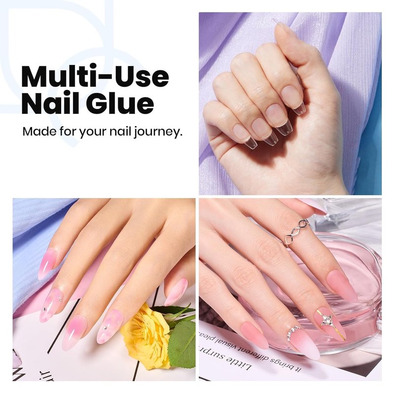 Beetles HEMA-Free Nail Glue Gel - Super Strong 10ml TPO-Free Brush-On UV Glue for Acrylic & Press-On Nails