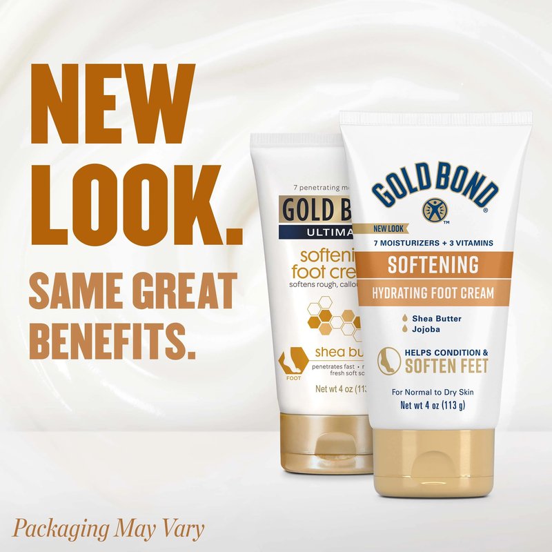 Gold Bond Softening Foot Cream, 4 oz., Foot Lotion with Shea Butter to Soften Rough & Dry Feet