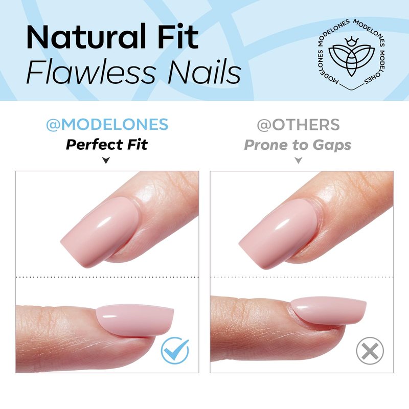 Modelones Milky White Press on Nails Almond, Short Fake Nails, Reusable Nail Kit with Nail Glue Adhesive Tabs Mini Nail File, Nails Press Ons 32Pcs 16 Sizes, Women Girl Gift ﻿