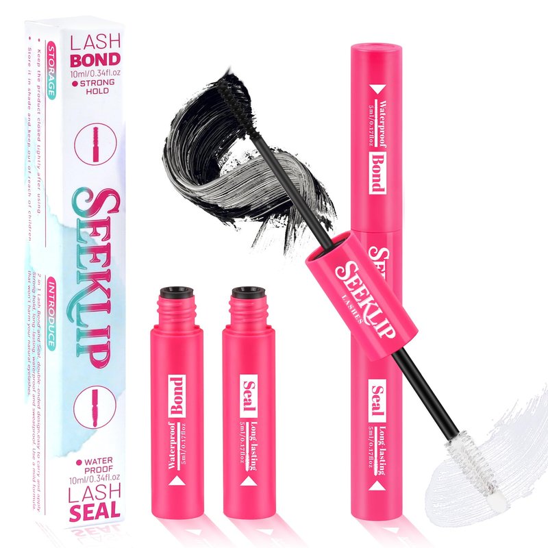 Lash Cluster Glue Waterproof Black Bond and Seal Eyelashes Glue Long Lasting Lash Glue for Eyelash Clusters 72 Hours Gentle Cluster Lashes Glue Frost Protection Lash Bond and Seal (Black,10ml)