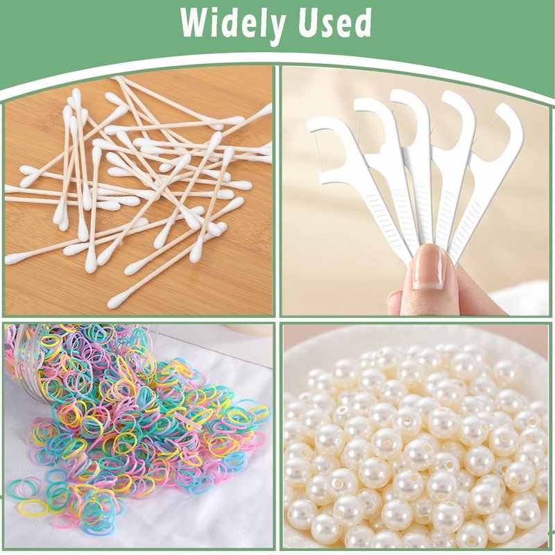 Cotton Swab Holder - Portable Travel Case for Dental Floss & Cotton Balls | 2 Pcs, Black