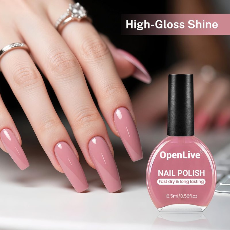 OpenLive Dusty Rose Nail Polish - Quick Drying Light Pink Color | 16.5ml Large Volume for Long Lasting Manicure