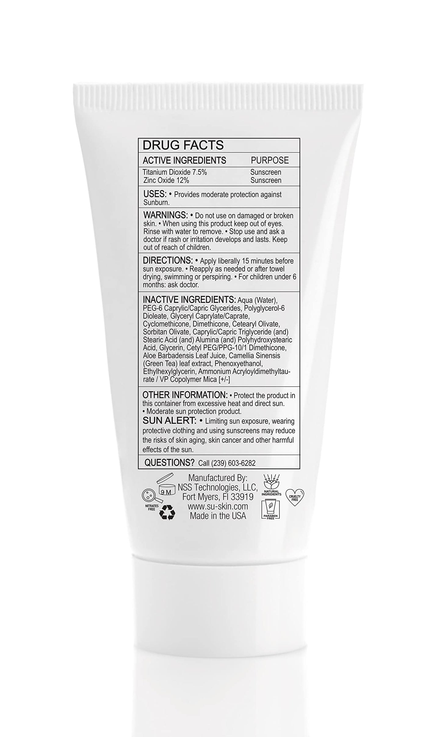 Su-Skin Tinted Mineral SPF Moisturizer for Face, SuShield 30 SPF, All Natural Care with UVA/UVB Protection