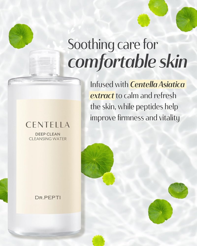 Dr. Pepti Centella Micellar Cleansing Water - Gentle Makeup Remover for Sensitive Skin | 13.5 fl oz