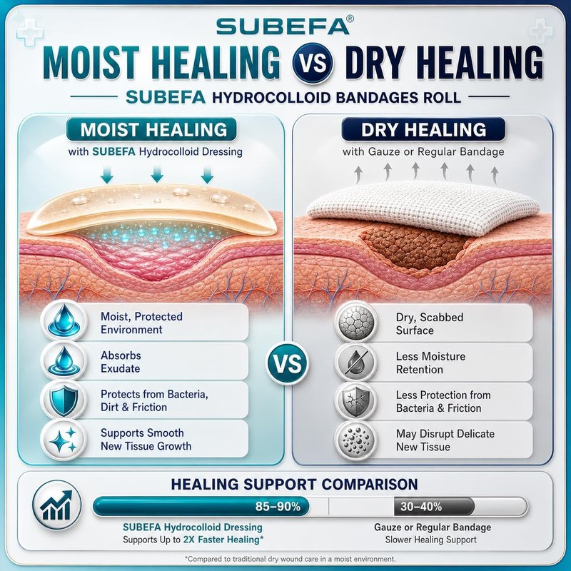 Hydrocolloid Roll | 2" x 5FT Waterproof Wound Care Bandages - Flexible, Latex-Free Blister & Acne Patches