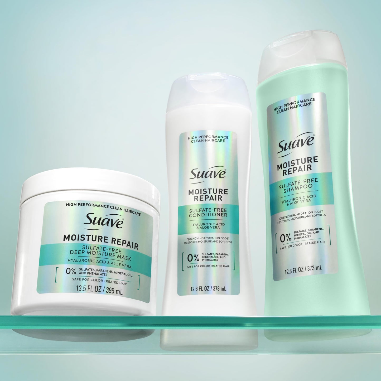 Suave Moisture Repair Conditioner, Sulfate-free, for restored moisture with every wash, safe for color treated hair, 12.6 oz