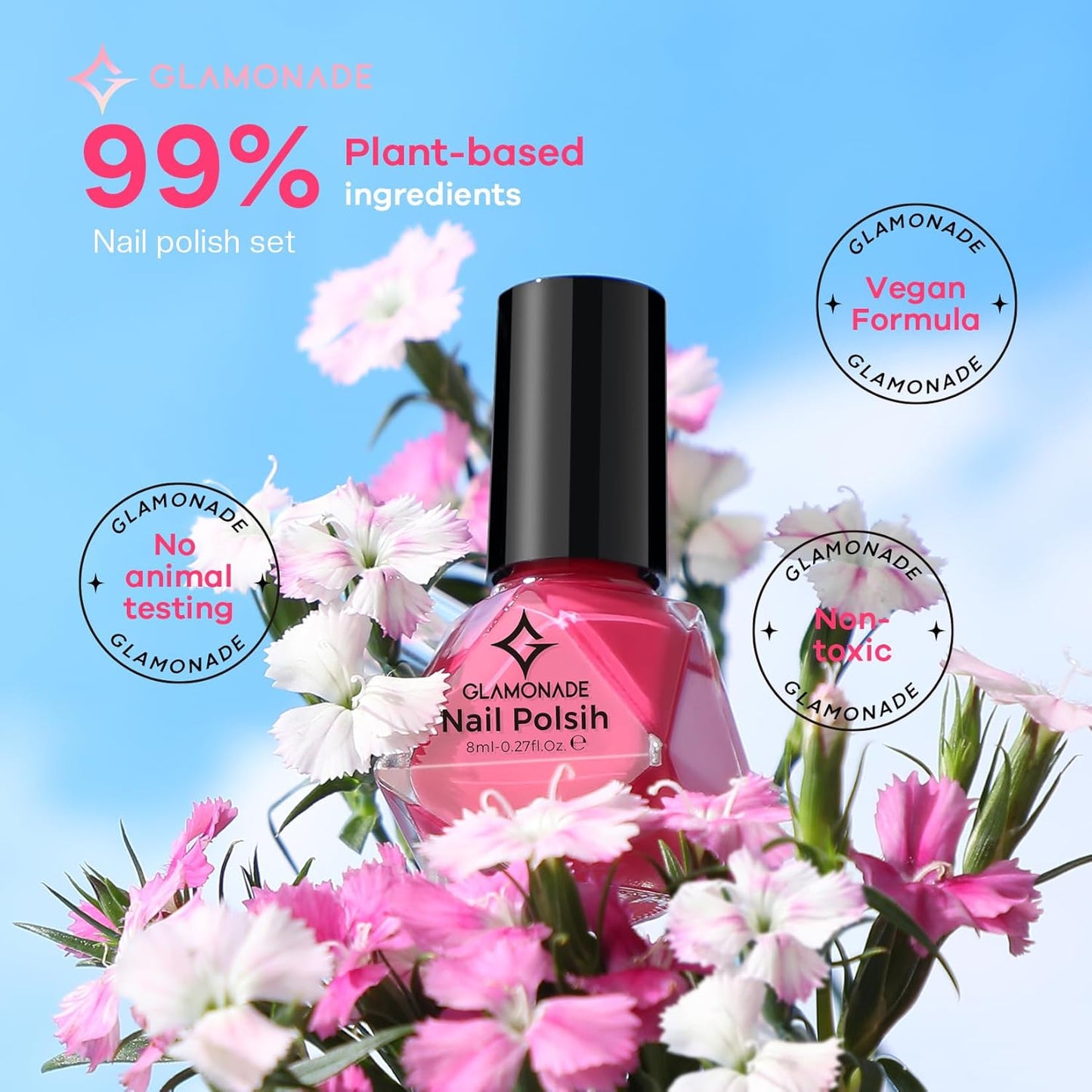 Skiennix Non-Toxic Nail Polish Set - Organic Quick-Dry Lacquer Kit | Rainbow Colors for Kids & Women