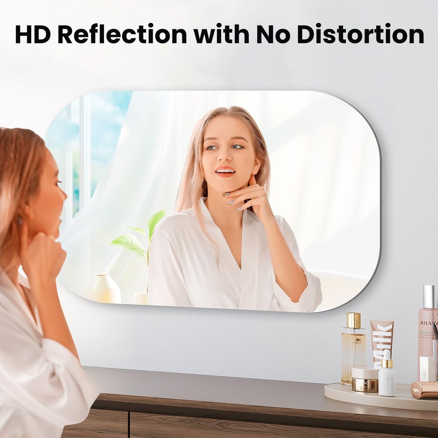 VASUHOME Frameless Bathroom Mirror, 24 x 47 Inch Wall Vanity Mirror, Large Wall Mounted Mirrors for Bathroom, Living Room, Bedroom