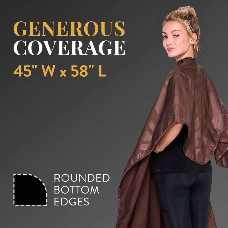 Betty Dain Bleach-proof All Purpose Styling Cape, Material Defends Against Bleach Stains, Color Proof, Chemical Proof, Waterproof, Lightweight Embossed Nylon, Brown