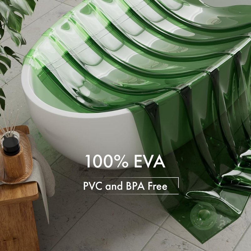 AmazerBath 100% EVA Shower Curtain Liner - Heavy Duty 2-in-1 Design | Mint Green & Pine Green, 72 x 72 Inches