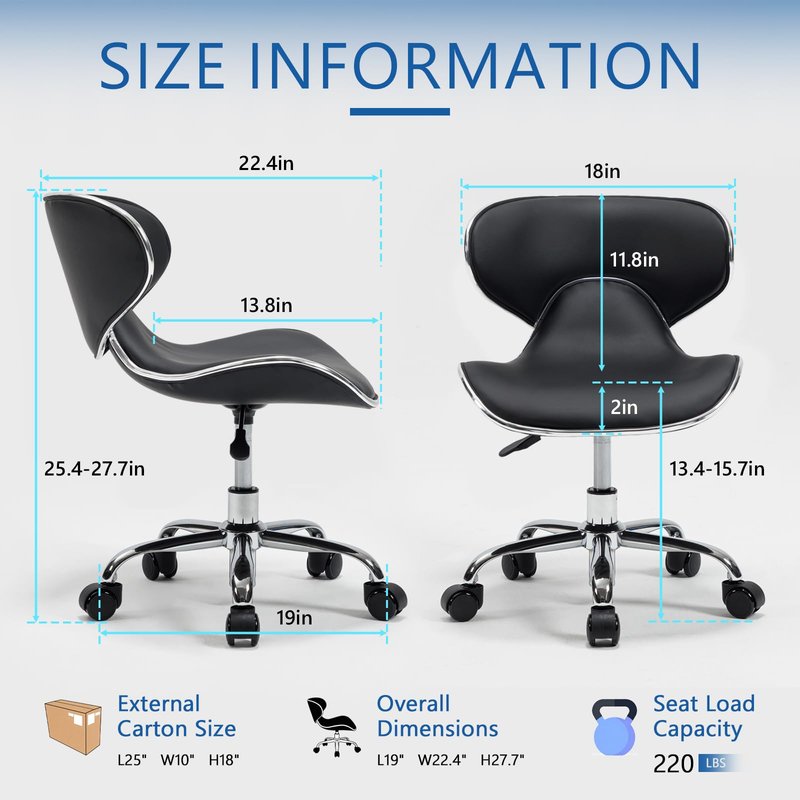 Lessmore Black Swivel & Adjustable Pedicure Stool - Ergonomic Nail tech Chair for Salon Professionals, Comfortable Pedicure Chair with Smooth Rotation (1, Black)