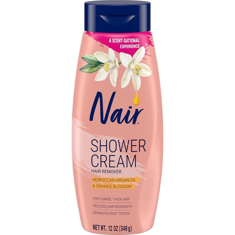 Nair Shower Cream - Quick Hair Removal with Moroccan Argan Oil & Orange Blossom | 12 Oz
